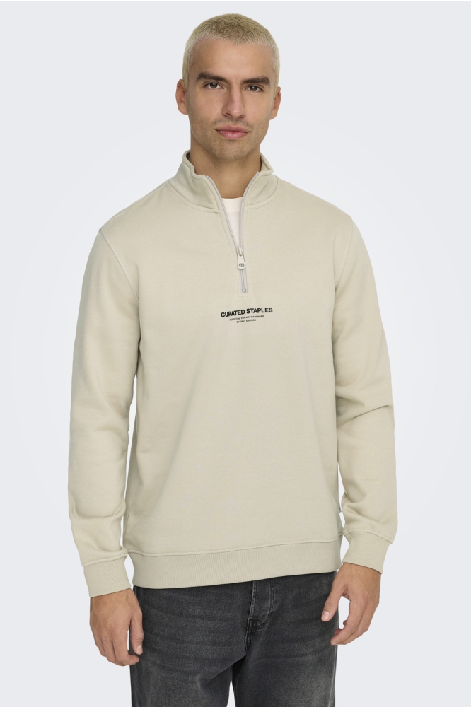 ONSCURATED REG HALF ZIP SWEAT 22030922 SILVER LINING